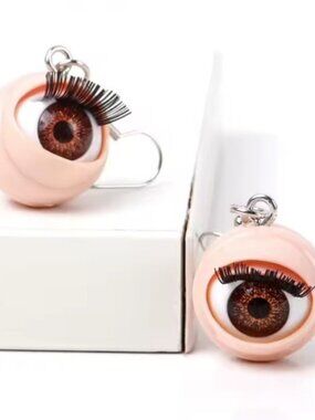 Creepy Cute Baby Doll Eyeball Eyes Eyelash Earrings